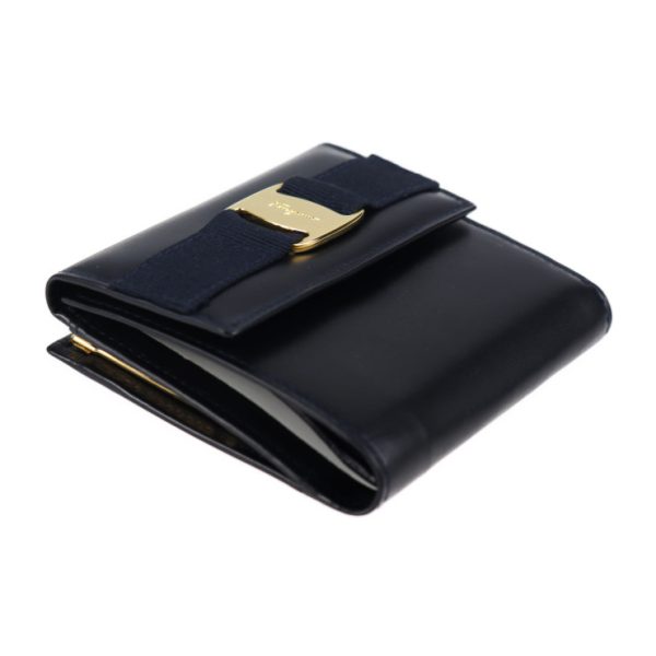 2016123002338 4 Salvatore Ferragamo Vara Leather Bifold Wallet Navy