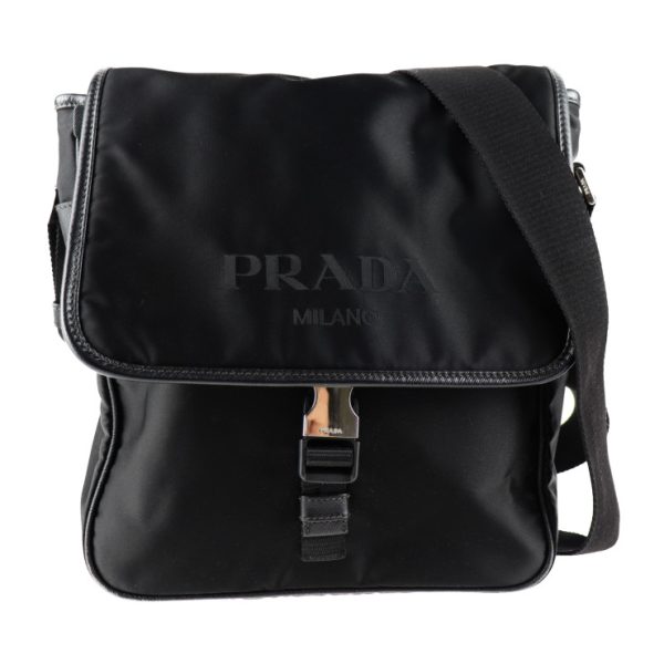 2017063002236 1 Prada Nylon Leather Shoulder Bag Black