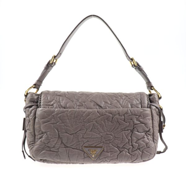 2018023002172 3 Prada Floral Stitch Leather Handbag Light Gray Purple