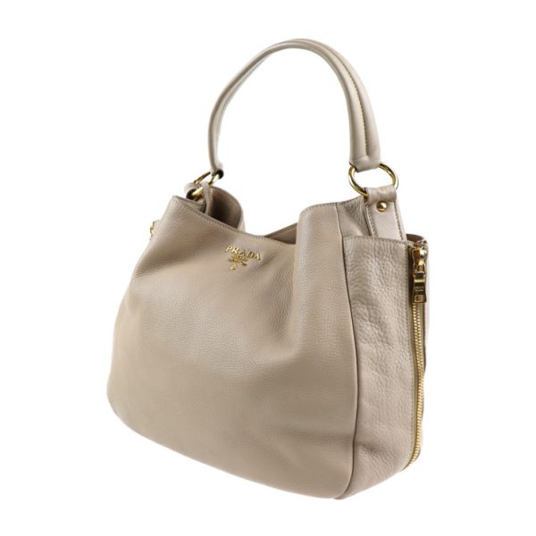 2018043008295 2 Prada Leather Shoulder Bag Beige