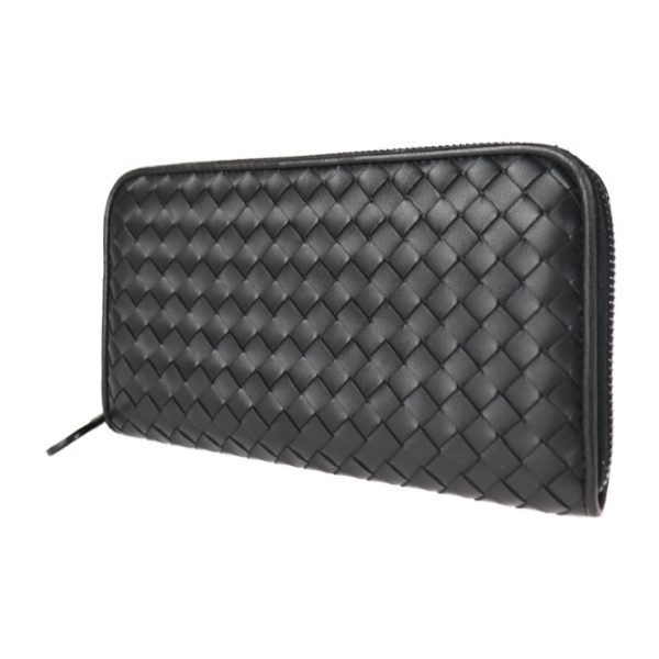 2018113002300 2 Bottega Veneta Intrecciato Long Wallet Leather Black