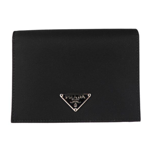 2018113002375 1 Prada Nylon Leather Bifold Wallet Black