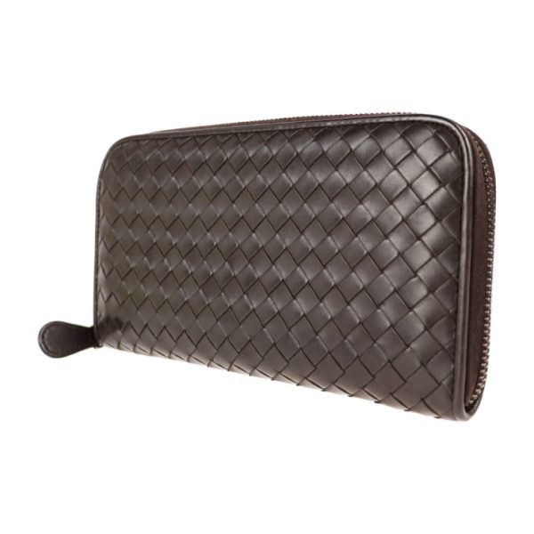 2018123001428 2 Bottega Veneta Intrecciato Long Wallet Leather Dark Brown