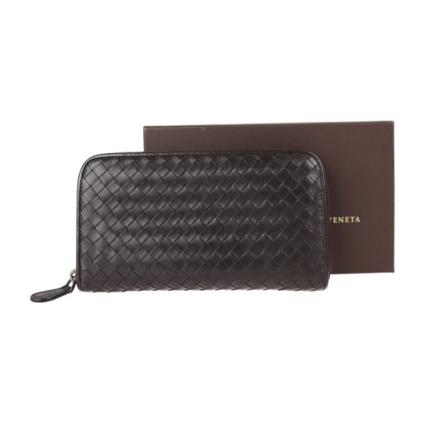 2018123001428 9 Bottega Veneta Intrecciato Long Wallet Leather Dark Brown