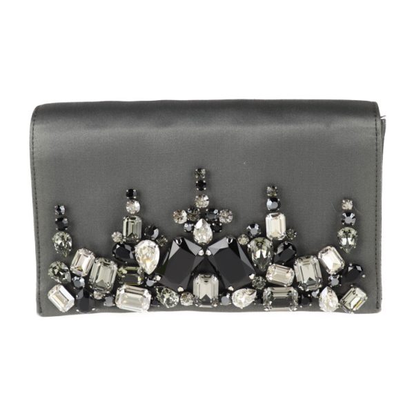 2019083007236 1 Prada Satin Bijou Clutch Bag Gray