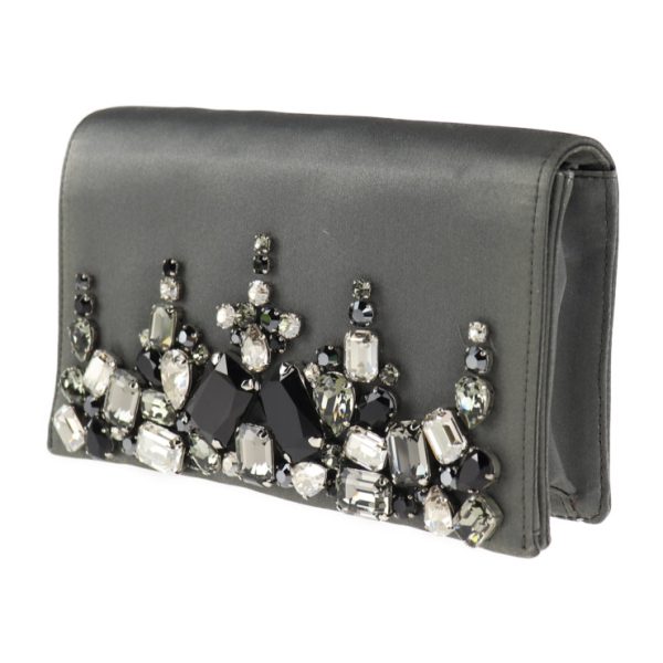 2019083007236 2 Prada Satin Bijou Clutch Bag Gray