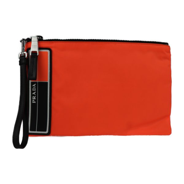 2019113007420 1 Prada Nylon Clutch Bag Orange