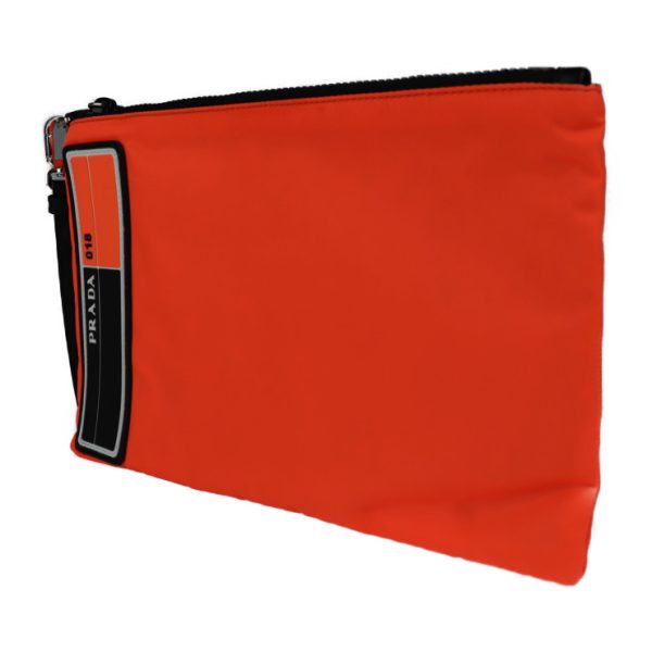 2019113007420 2 Prada Nylon Clutch Bag Orange