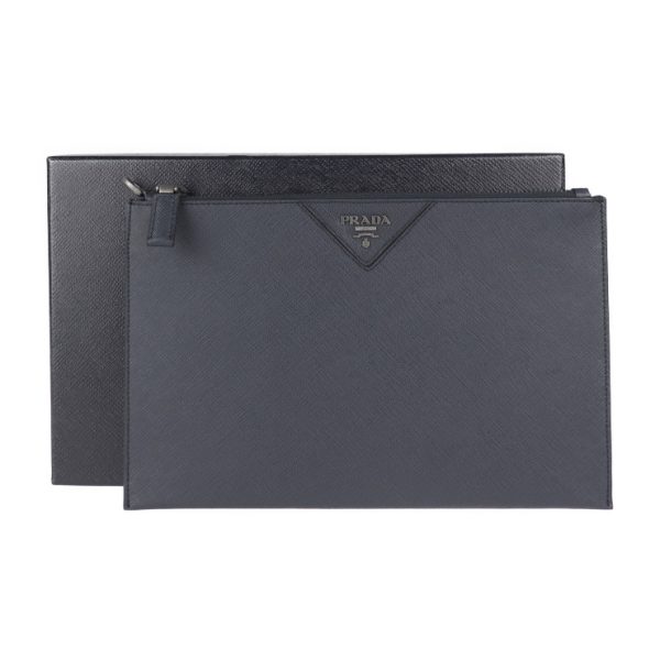 2019113007421 9 Prada Leather Clutch Bag Navy