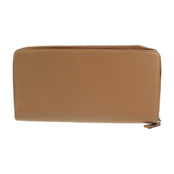 2021013002157 3 Prada Leather Organizer Long Wallet Camel