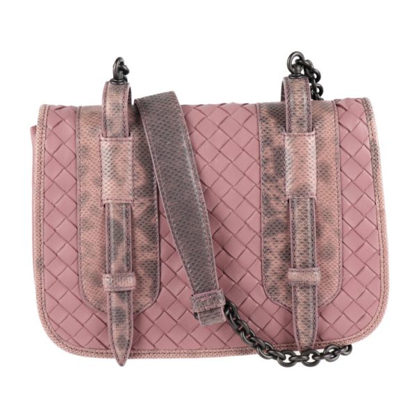 2021073002273 1 Bottega Veneta Intrecciato Shoulder Bag Leather Lizard Pink