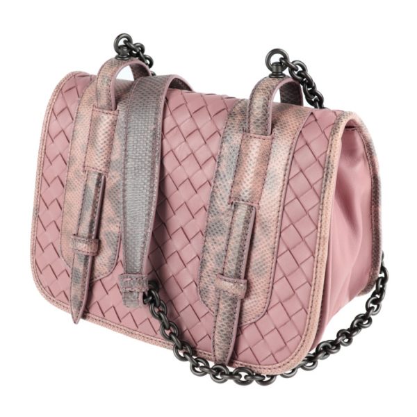 2021073002273 2 Bottega Veneta Intrecciato Shoulder Bag Leather Lizard Pink