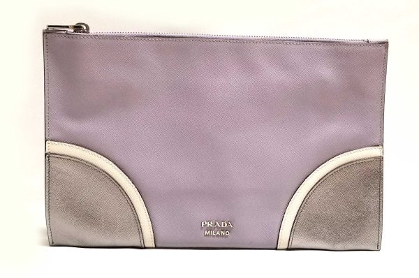 20220824 185247 Prada Clutch Saffiano Leather Silver