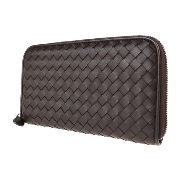 2023123002449 2 Bottega Veneta Intrecciato Long Wallet Leather Dark Brown