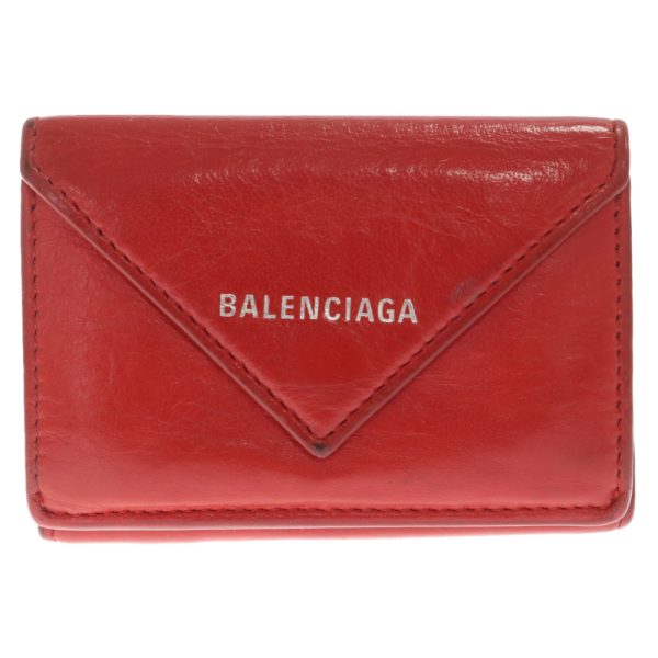 2023k160009 1 Balenciaga Paper Mini Wallet Leather Red