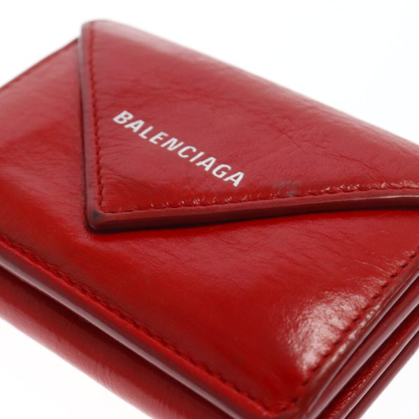 2023k160009 5 Balenciaga Paper Mini Wallet Leather Red