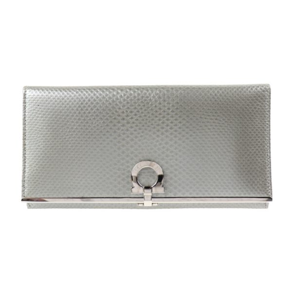 2024033002162 1 Salvatore Ferragamo Gancini Leather Bifold Wallet Silver