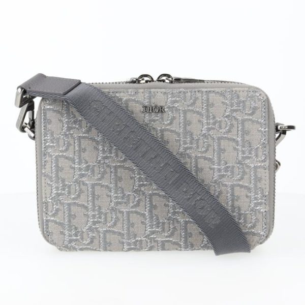 20240607160951 1 Christian Dior Oblique Jacquard Trotter Canvas Strap Pouch Gray