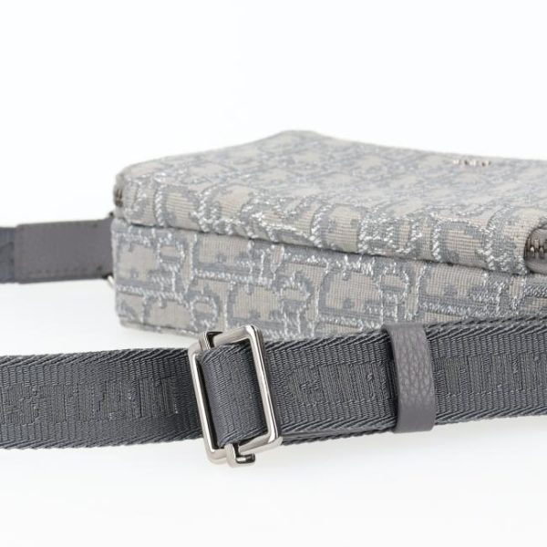 20240607160951 11 Christian Dior Oblique Jacquard Trotter Canvas Strap Pouch Gray