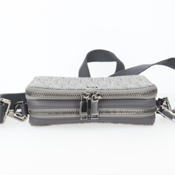 20240607160951 3 Christian Dior Oblique Jacquard Trotter Canvas Strap Pouch Gray