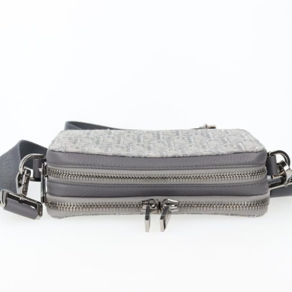 20240607160951 4 Christian Dior Oblique Jacquard Trotter Canvas Strap Pouch Gray