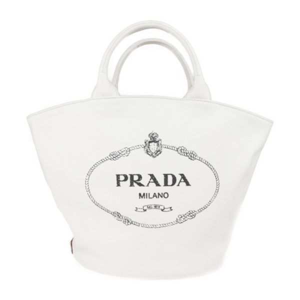 2024123007542 1 Prada Canvas Canapa Handbag White