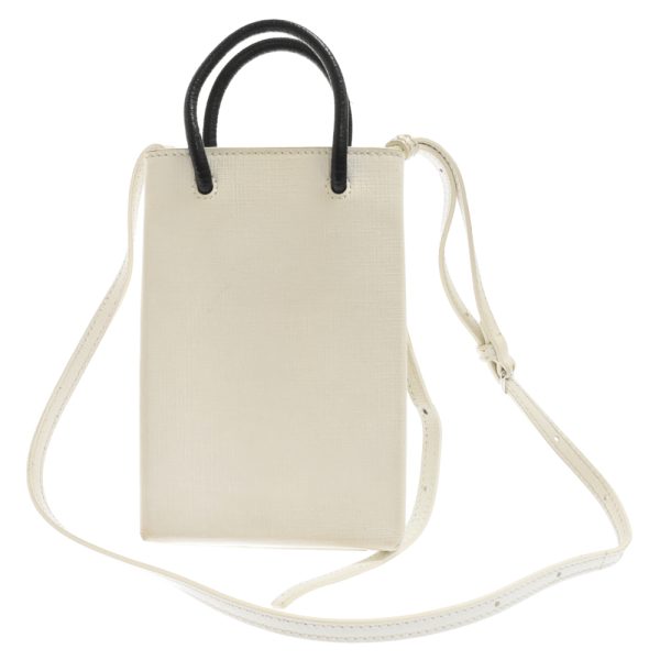 2024d220001 2 Balenciaga Shopping Phone Holder Shoulder Bag Leather White