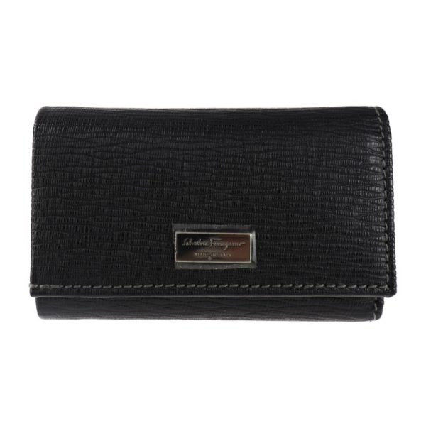 2025083002272 1 Salvatore Ferragamo Leather Key Case Black