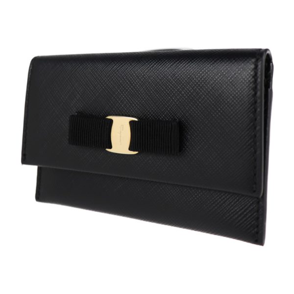 2025113002526 2 Salvatore Ferragamo Vara Leather Card Case Black