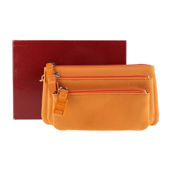 2026083007336 9 Salvatore Ferragamo Vara Canvas Cosmetic Pouch Orange