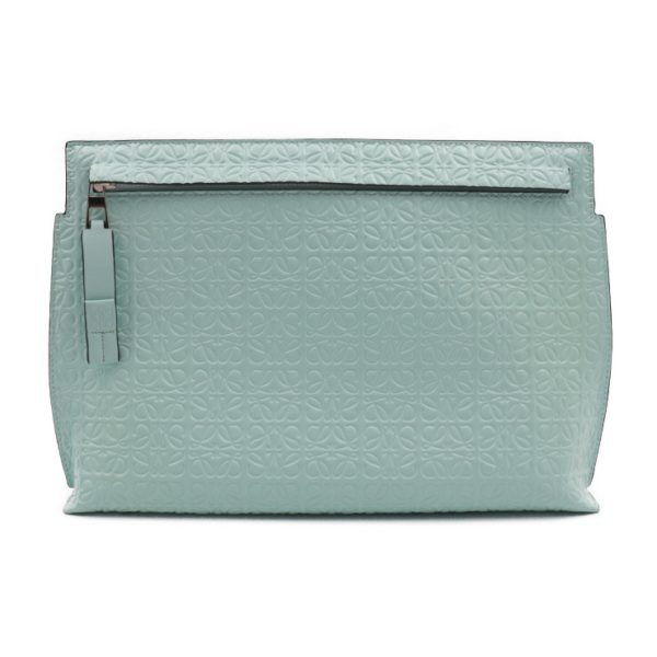 2026113007565 1 Loewe T Pouch Repeat Anagram Patent Leather Clutch Bag Mint Blue