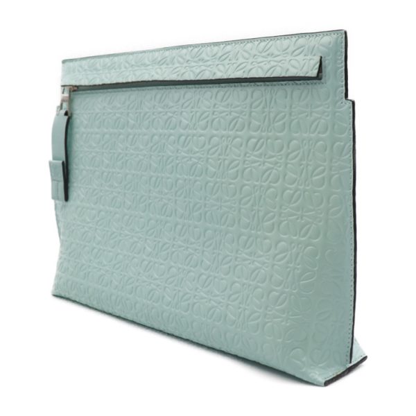 2026113007565 2 Loewe T Pouch Repeat Anagram Patent Leather Clutch Bag Mint Blue