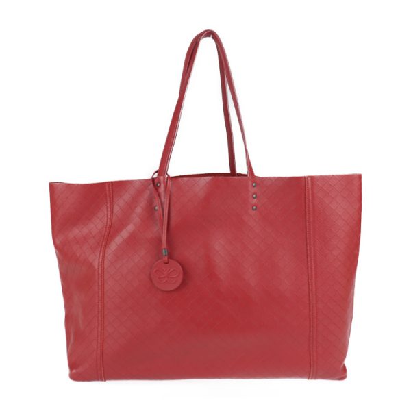 2026113007569 1 Bottega Veneta Intreccio Mirage Tote Bag Leather Red