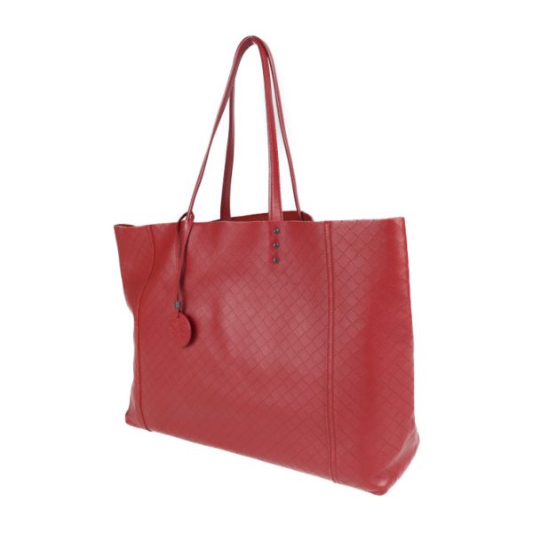 2026113007569 2 Bottega Veneta Intreccio Mirage Tote Bag Leather Red