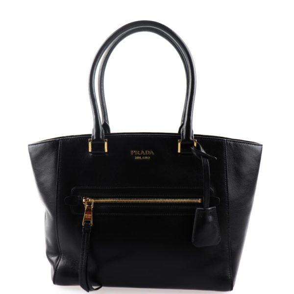 2027053007304 1 Prada Leather Tote Bag Black