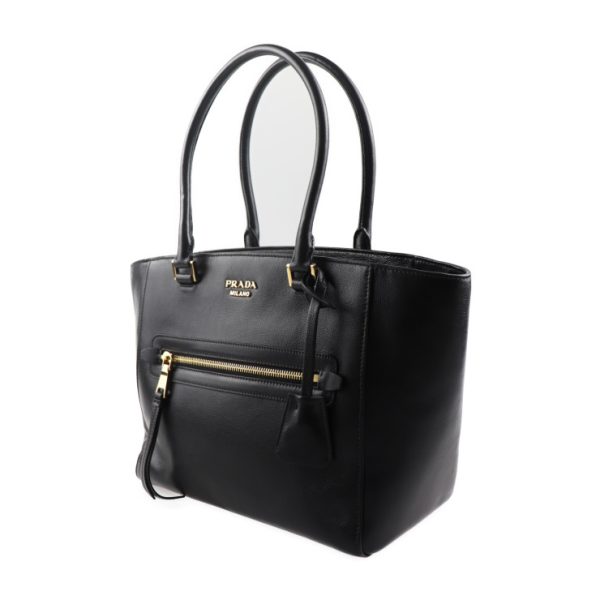 2027053007304 2 Prada Leather Tote Bag Black