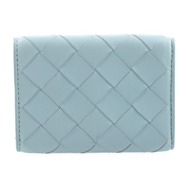 2027053007321 3 Bottega Veneta Intrecciato Tri Fold Wallet Leather Light Blue