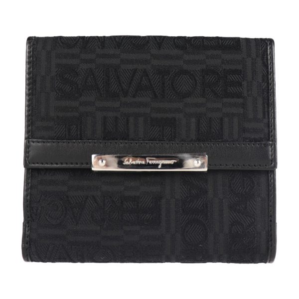 2027103002439 1 Salvatore Ferragamo Canvas Leather Bifold Wallet Black