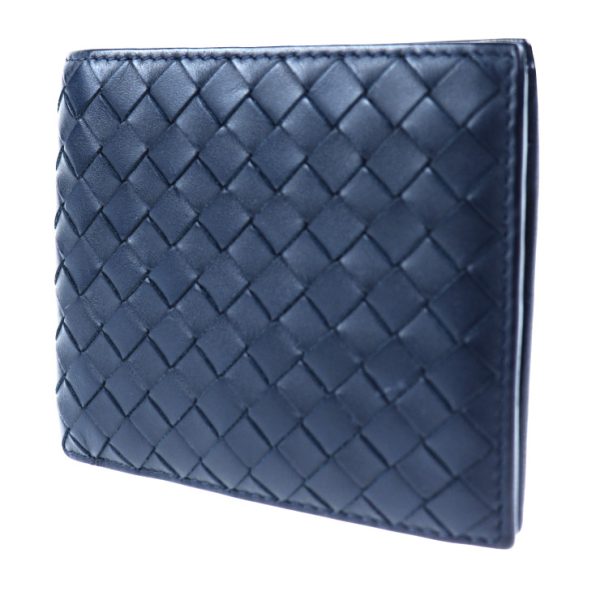 2028013002256 1 Bottega Veneta Intrecciato Bifold Wallet Leather Navy