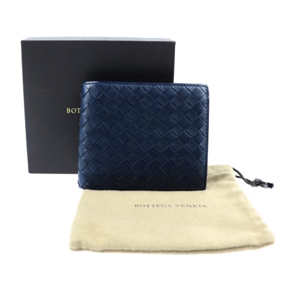 2028013002256 8 Bottega Veneta Intrecciato Bifold Wallet Leather Navy