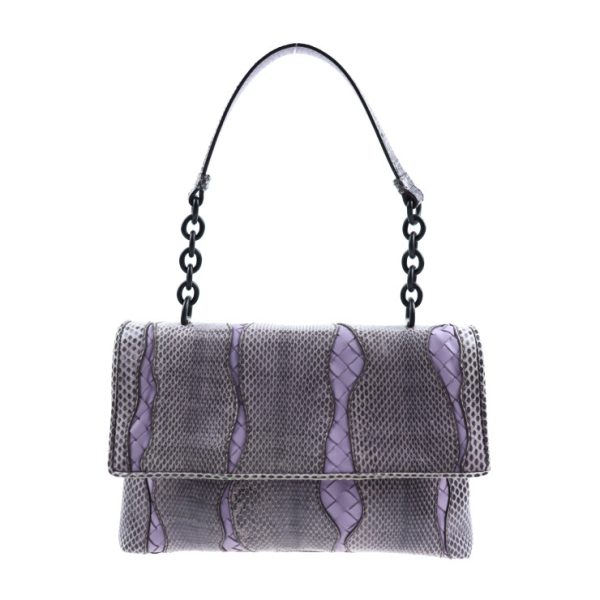 2029013007293 1 Bottega Veneta Intrecciato Handbag Leather Python Purple