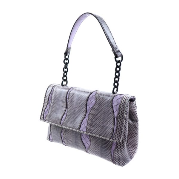 2029013007293 2 Bottega Veneta Intrecciato Handbag Leather Python Purple