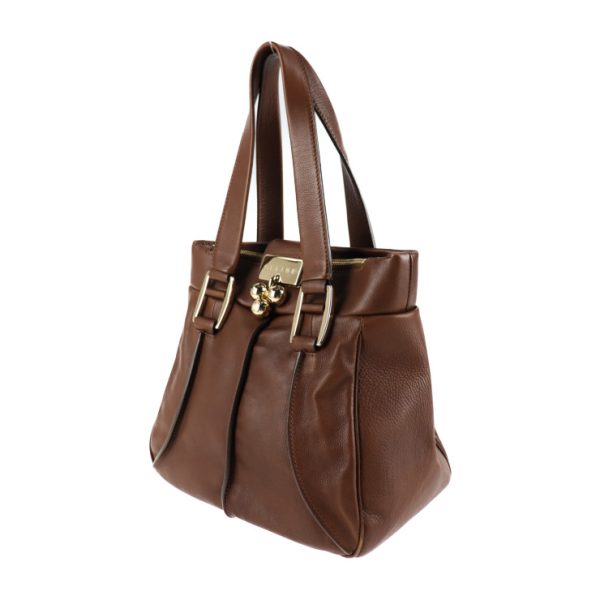 2029073007010 2 Celine Leather Handbag Brown Gold Hardware