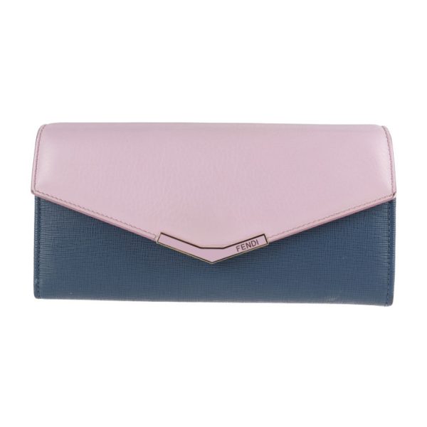 2029073007027 1 Fendi Long Wallet Leather Pink Navy Bicolor