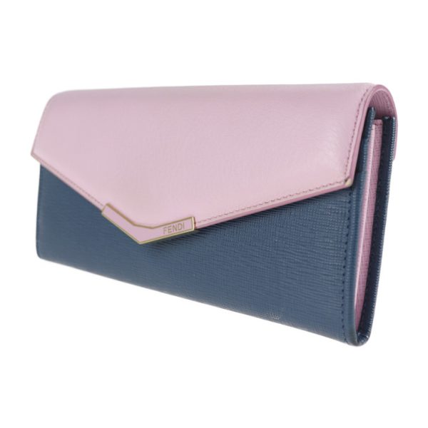 2029073007027 2 Fendi Long Wallet Leather Pink Navy Bicolor