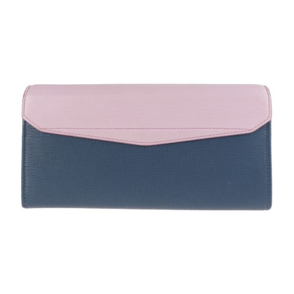 2029073007027 3 Fendi Long Wallet Leather Pink Navy Bicolor