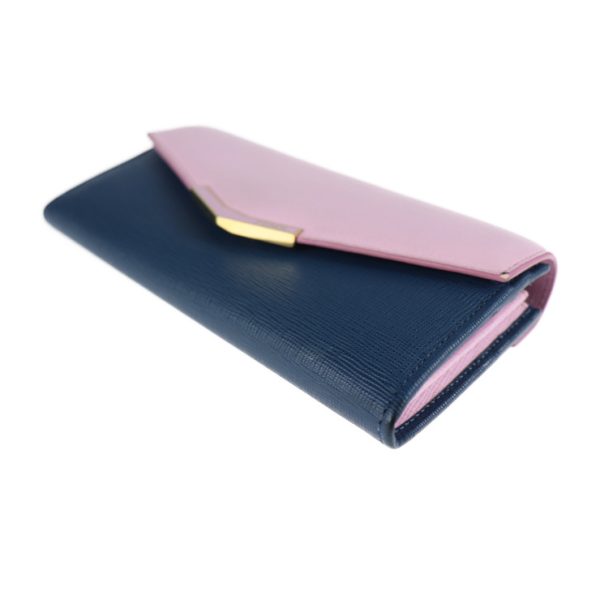 2029073007027 7 Fendi Long Wallet Leather Pink Navy Bicolor