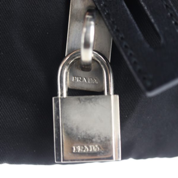 2030071001083 9 Prada Nylon Leather Boston Bag Black