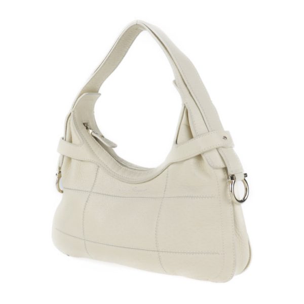 2030103001535 2 Salvatore Ferragamo Gancini Leather Handbag White