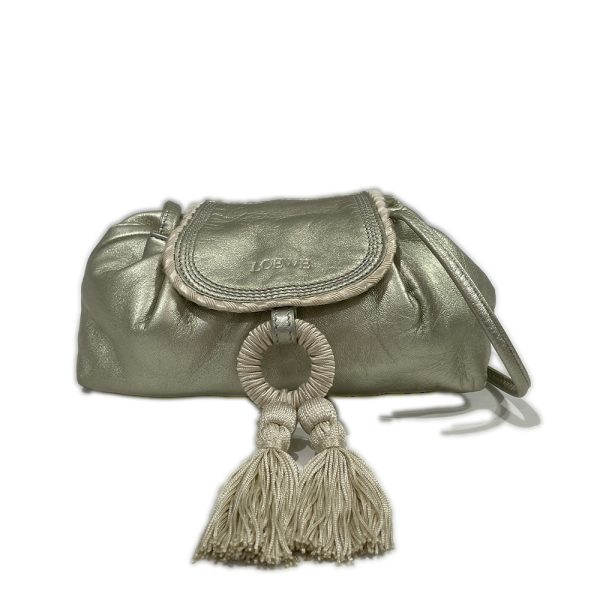 20438068 1 Loewe Logo Fringe Tassel Mini Crossbody Shoulder Bag Gold